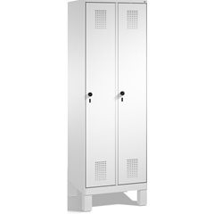 EVOLO Garderobenschrank, mit Füßen, 2 Abteile, Abteilbreite 300 mm, lichtgrau.