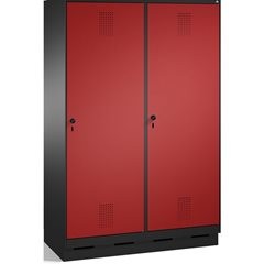 EVOLO Garderobenschrank, Tür über 2 Abteile, mit Sockel, 4 Abteile, 2 Türen, Abt