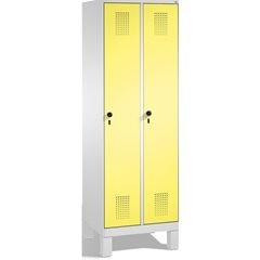 EVOLO Garderobenschrank, mit Füßen, 2 Abteile, Abteilbreite 300 mm, lichtgrau /