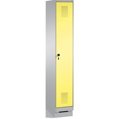 EVOLO Garderobenschrank, mit Sockel, 1 Abteil, Abteilbreite 300 mm, weißaluminiu