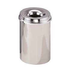 Sicherheits-Abfallbehälter, Edelstahl, selbstlöschend, Inhalt 30 l, Höhe 470 mm.