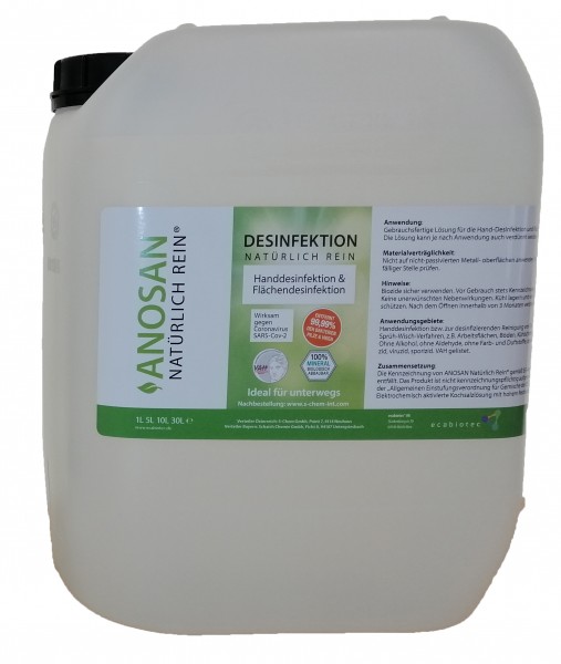 ANOSAN NATÜRLICH REIN® - 5 Liter Kanister für Handdesinfektion für anspruchsvolle und sensible Haut