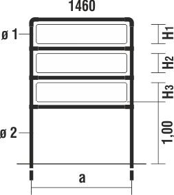 Rohrrahmen Type HFB-15 für Tafelformat 1460x400mm 3x