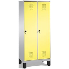 EVOLO Garderobenschrank, mit Füßen, 2 Abteile, Abteilbreite 400 mm, weißaluminiu