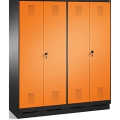 EVOLO Garderobenschrank, zueinander schlagende Türen, 4 Abteile, Abteilbreite 40
