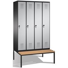EVOLO Garderobenschrank, mit Sitzbank, 4 Abteile, Abteilbreite 300 mm, schwarzgr