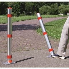 Sperrpfosten, Alu-Rundrohr, abschließbar, ohne Pedal, Zylinderschloss.