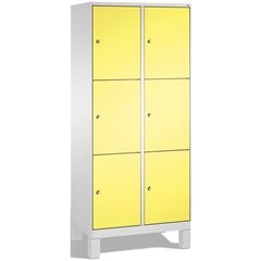 EVOLO Fächerschrank, mit Füßen, 2 Abteile, je 3 Fächer, Abteilbreite 400 mm, lic
