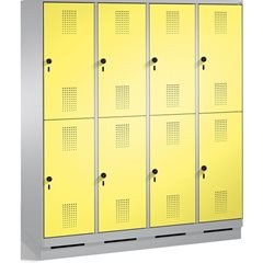 EVOLO Garderobenschrank, doppelstöckig, mit Sockel, 4 Abteile, je 2 Fächer, Abte