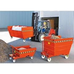 Mobiler Kippbehälter mit Klappmechanismus, mit Radausstattung, Volumen 1,07 m³.