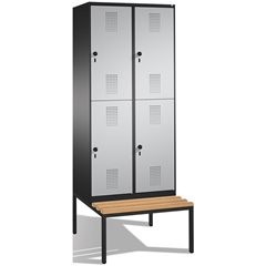 EVOLO Garderobenschrank, doppelstöckig, mit Sitzbank, 2 Abteile, je 2 Fächer, Ab