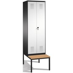 EVOLO Garderobenschrank, zueinander schlagende Türen, mit Sitzbank, 2 Abteile, A