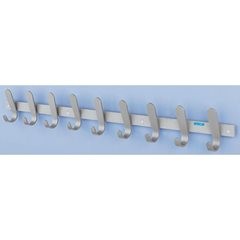 Garderobenleiste, 9 Mantelhaken, HxBxT 130 x 1080 x 60 mm, VE 1 Stück, Hakenfarbe Blau.