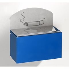Wandascher mit Hinweisschild, HxBxT 87 x 140 x 98 mm, Stahlblech, enzianblau.
