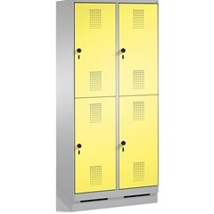 EVOLO Garderobenschrank, doppelstöckig, mit Sockel, 2 Abteile, je 2 Fächer, Abte