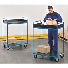 Arbeitstisch MOBIL, Tragfähigkeit 250 kg, 2 Etagen, LxBxH 912 x 608 x 1287 mm.