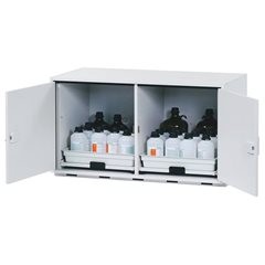 Gefahrstoffunterbauschrank für Säuren und Laugen, 2-türig, HxBxT 600 x 1100 x 570 mm, 2 Auszüge.