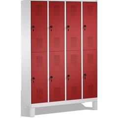 EVOLO Garderobenschrank, doppelstöckig, mit Füßen, 4 Abteile, je 2 Fächer, Abtei