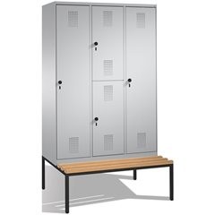 EVOLO Kombinationsschrank, ein- und doppelstöckig, mit Sitzbank, 3 Abteile, 4 Tü