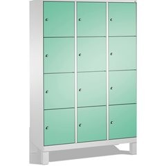 EVOLO Fächerschrank, mit Füßen, 3 Abteile, je 4 Fächer, Abteilbreite 400 mm, lic