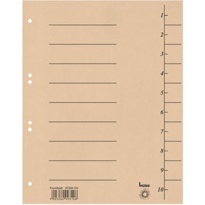 Trennblatt, Karton (RC), 250 g/m², 1-10, A4, chamois