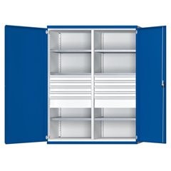 Schwerlastschrank JUMBO mit Trennwand, 10 Schubladen, HxBxT 1950 x 1484 x 690 mm.
