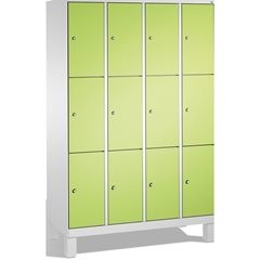 EVOLO Fächerschrank, mit Füßen, 4 Abteile, je 3 Fächer, Abteilbreite 300 mm, lic