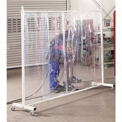 Schweißer-Schutzwand, mobil, mit Planenvorhang, rot, BxH 3700 x 2100 mm, 3-teilig.