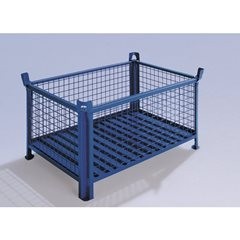 Stapelbehälter mit Stahlblechboden, LxB 800 x 600 mm, grün lackiert.