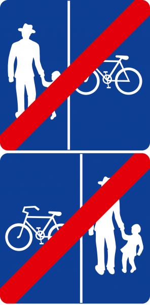 §53/29 Ausf. d) Ende eines Geh-und Radwegs (getrennt) ohne Benützungspflicht flach Scotchlite Folie