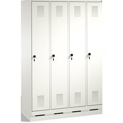 EVOLO Garderobenschrank, mit Sockel, 4 Abteile, Abteilbreite 300 mm, verkehrswei