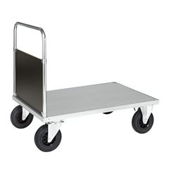Plattformwagen Tragfähigkeit 500 kg, mit 1 Stirnwand, LxBxH 1000 x 700 x 900 mm, ohne Feststeller.