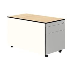 Schubladencontainer mit Rollen, HxT 523 x 800 mm, 1 Materialschub, 1 Hängeregistratur, reinweiß / we