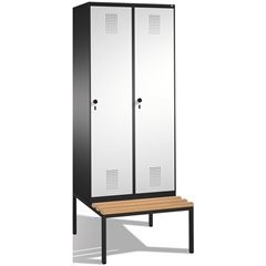 EVOLO Garderobenschrank, mit Sitzbank, 2 Abteile, Abteilbreite 400 mm, schwarzgr