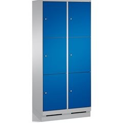 EVOLO Fächerschrank, mit Sockel, 2 Abteile, je 3 Fächer, Abteilbreite 400 mm, we