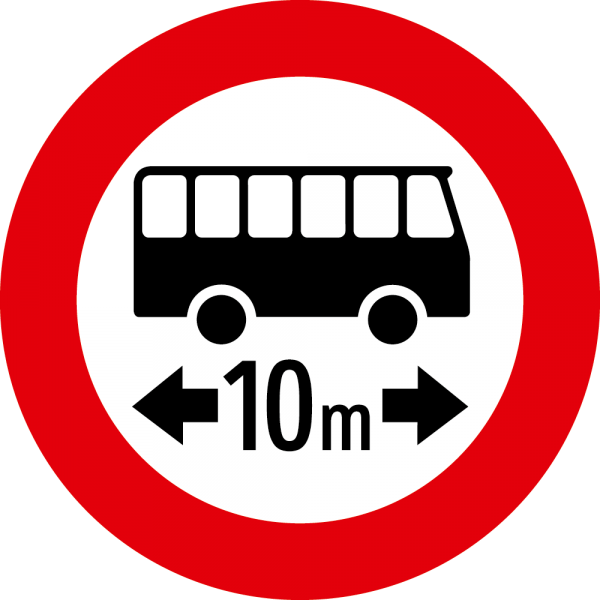 §52/7f Fahrverbot für Omnibusse mit Längenangabe URP I Scotchlite Typ1 | Umrandungsprofil I