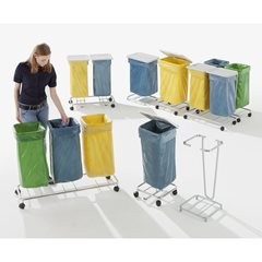 Wertstoff-Müllsackständer ohne Deckel, für Volumen 1 x 70 l, Standgestell, Edelstahl.