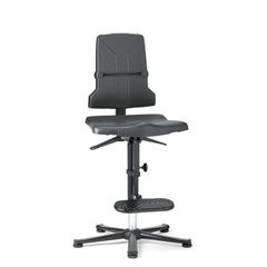 ESD SINTEC Arbeitsdrehstuhl, mit Sitzneigungsverstellung, mit Gleitern und Aufstiegshilfe.