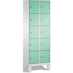 EVOLO Fächerschrank, mit Füßen, 2 Abteile, je 5 Fächer, Abteilbreite 300 mm, lic