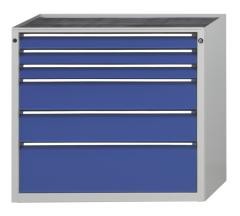 Schubladenschrank ohne Platte, Breite 1060 mm, Schubladentraglast 200 kg, 6 Schubladen, Front enzian