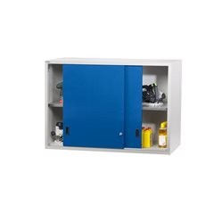 Aufsatzschrank mit Schiebetüren, Türen aus Vollblech, HxBxT 1000 x 1023 x 725 mm, lichtblau.