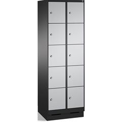EVOLO Fächerschrank, mit Sockel, 2 Abteile, je 5 Fächer, Abteilbreite 300 mm, sc