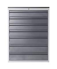 Schubladenschrank mit Teleskopführungen, Höhe 1030 mm, Schubladen 4 x 120, 3 x 150 mm, lichtgrau / e