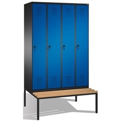 EVOLO Garderobenschrank, mit Sitzbank, 4 Abteile, Abteilbreite 300 mm, schwarzgr