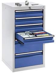 Schubladenschrank, HxBxT 900 x 500 x 500 mm, 4 Schubladen 100 mm hoch, 2 Schubladen 200 mm, Korpus l