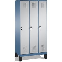 EVOLO Garderobenschrank, mit Füßen, 3 Abteile, Abteilbreite 300 mm, fernblau / w