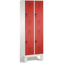 EVOLO Garderobenschrank, doppelstöckig, mit Füßen, 2 Abteile, je 2 Fächer, Abtei
