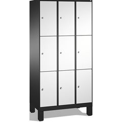 EVOLO Fächerschrank, mit Füßen, 3 Abteile, je 3 Fächer, Abteilbreite 300 mm, sch