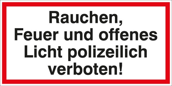 Hinweisschild Rauchen. Feuer 400x200/1.5mm
