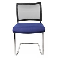 Besucherstuhl, stapelbar, Freischwinger, Netz-Rückenlehne, VE 2 Stk, blau.